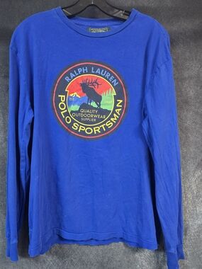 Ralph Lauren Polo Sportsman Blue Long Sleeve Graphic Tee